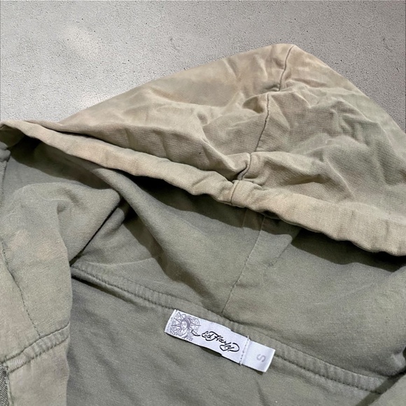 Vintage Ed Hardy Olive Green Tiger Full Zip Hoodie - Picture 6 of 10